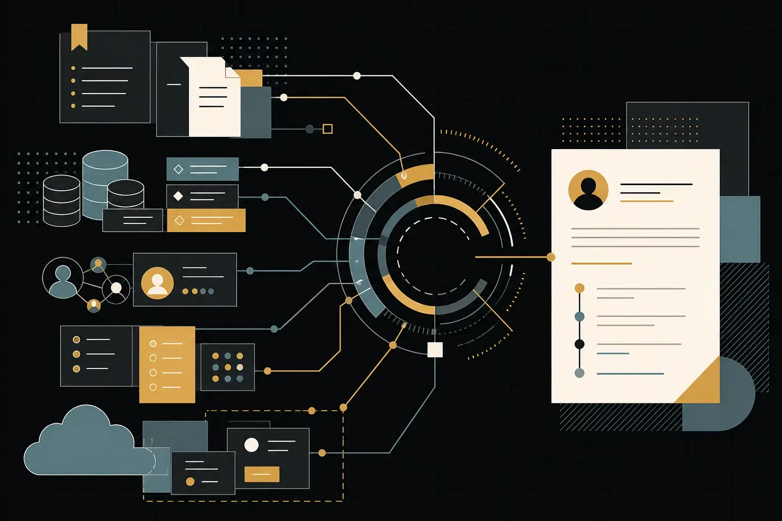 Five streams of governance, data, inventory, remediation, and deployment coming together into one review record.